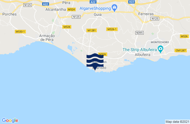 Praia do Evaristo, Portugalの潮見表地図