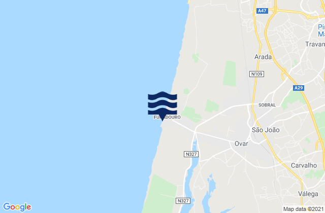 Praia do Furadouro, Portugalの潮見表地図