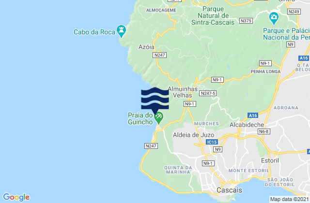 Praia do Guincho, Portugalの潮見表地図