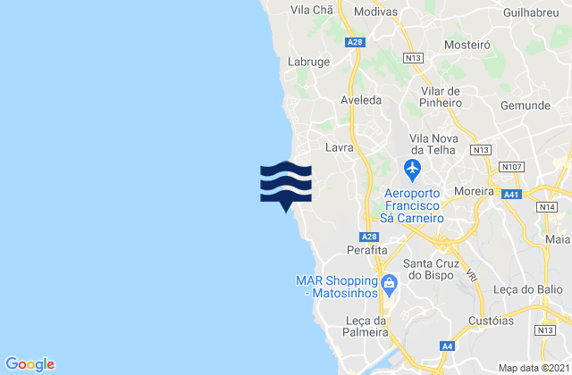 Praia do Marreco, Portugalの潮見表地図