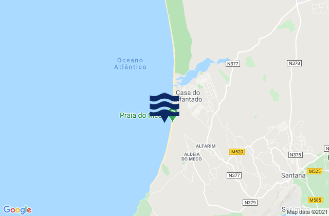 Praia do Meco, Portugalの潮見表地図