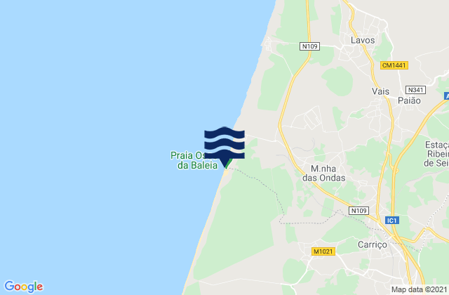 Praia do Osso da Baleia, Portugalの潮見表地図