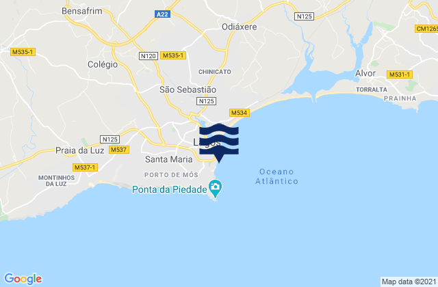 Praia do Pinhão, Portugalの潮見表地図