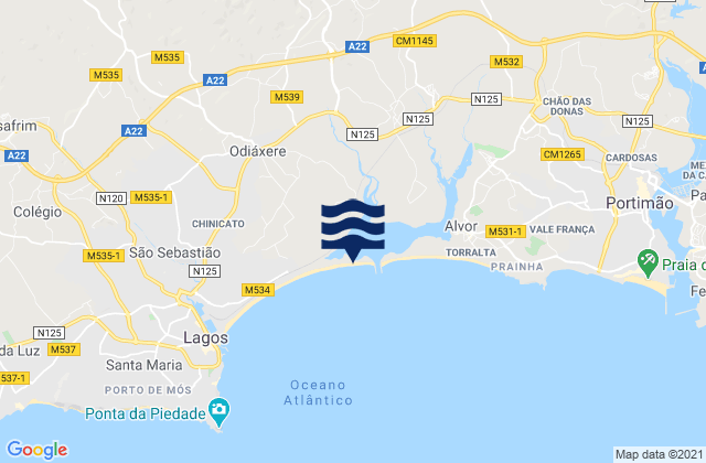 Praia do Vale da Lama, Portugalの潮見表地図