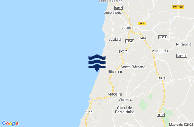 Praia do Valmitão, Portugalの潮見表地図
