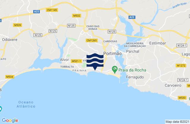 Praia do Vau, Portugalの潮見表地図