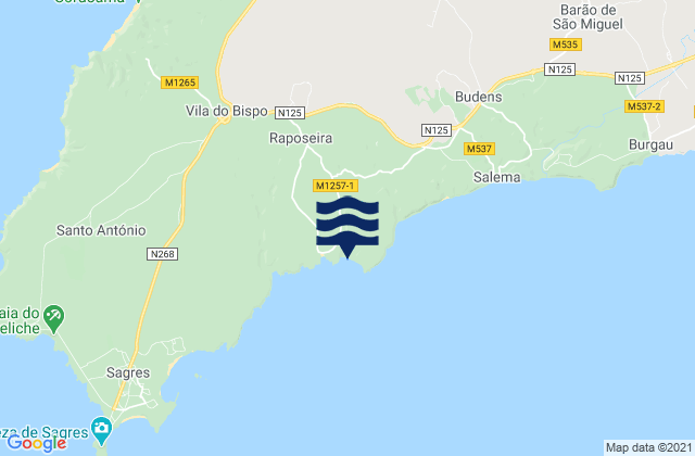 Praia do Zavial, Portugalの潮見表地図