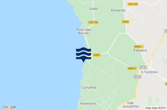 Praia dos Alteirinhos, Portugalの潮見表地図