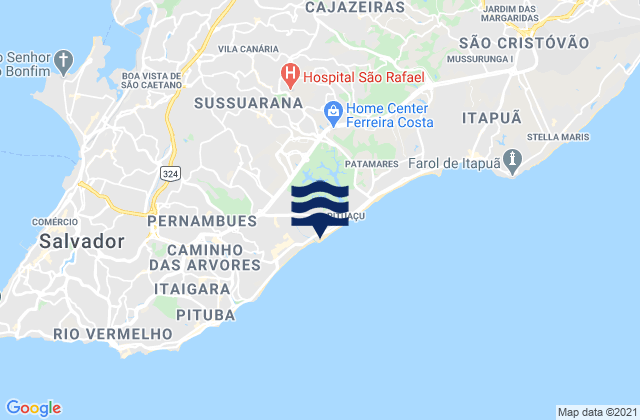Praia dos Artistas, Brazilの潮見表地図