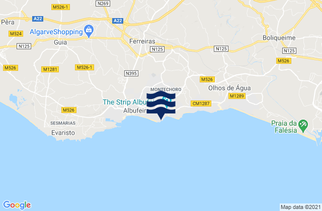 Praia dos Aveiros, Portugalの潮見表地図