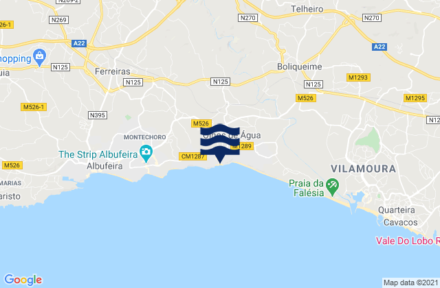 Praia dos Olhos de Água, Portugalの潮見表地図