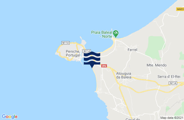 Praia dos Supertubos, Portugalの潮見表地図