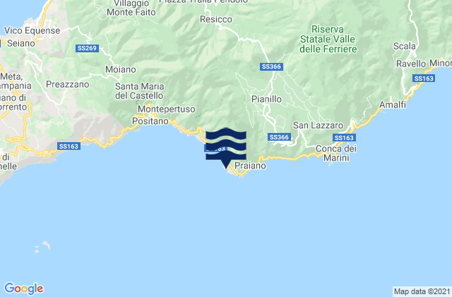 Praiano, Italyの潮見表地図