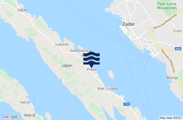 Preko, Croatiaの潮見表地図