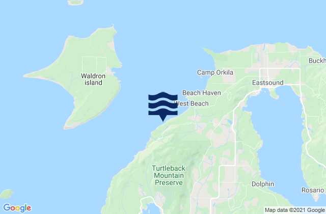 President Channel, Orcas Island, United Statesの潮見表地図