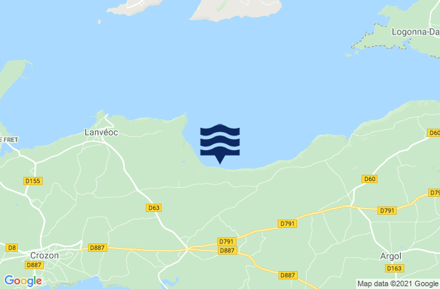 Presqu'île de Crozon, Franceの潮見表地図