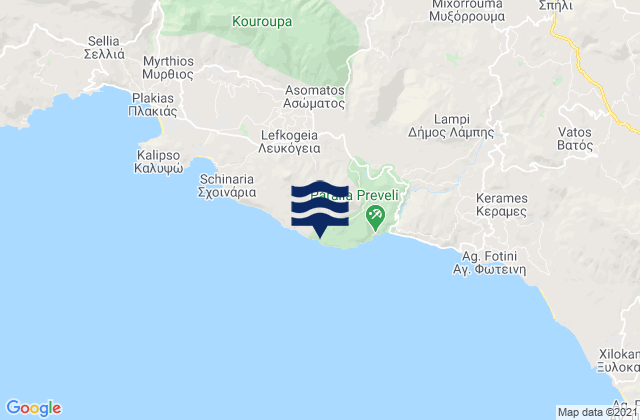 Preveli, Greeceの潮見表地図