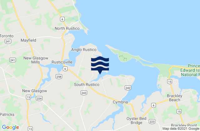 Prince Edward Island, Canadaの潮見表地図