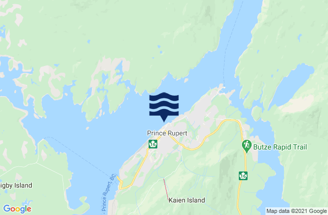 Prince Rupert, Canadaの潮見表地図
