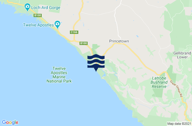 Princetown, Australiaの潮見表地図