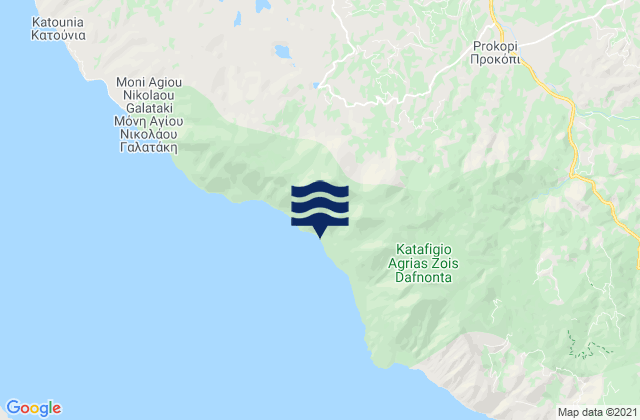 Prokópi, Greeceの潮見表地図