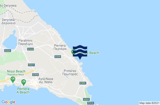 Protaras, Cyprusの潮見表地図