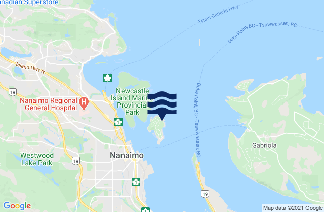 Protection Island, Canadaの潮見表地図