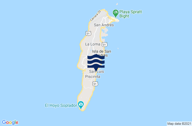 Providencia y Santa Catalina, Departamento de Archipiélago de San Andrés, Colombiaの潮見表地図