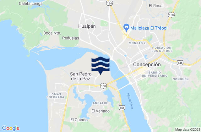 Provincia de Concepción, Chileの潮見表地図