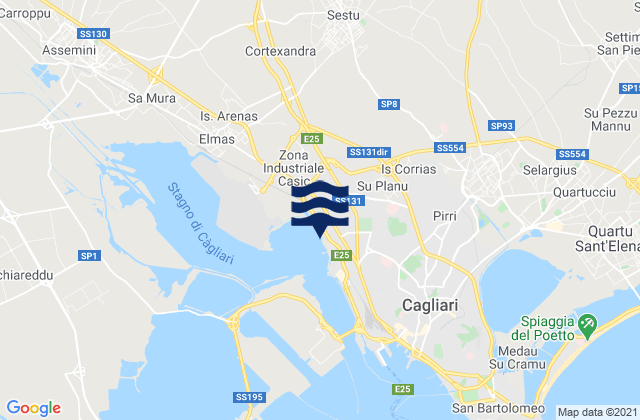 Provincia di Cagliari, Italyの潮見表地図