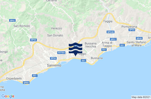 Provincia di Imperia, Italyの潮見表地図
