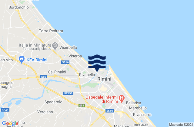 Provincia di Rimini, Italyの潮見表地図