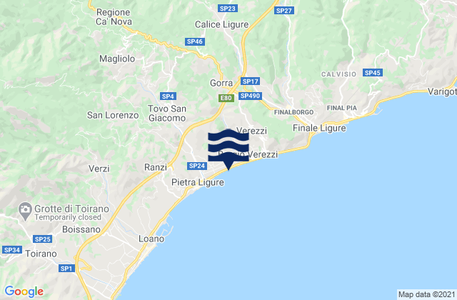 Provincia di Savona, Italyの潮見表地図