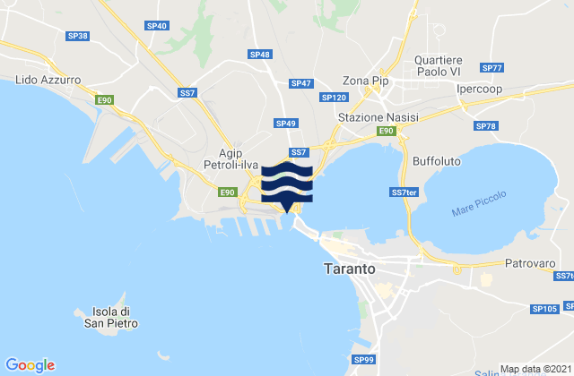Provincia di Taranto, Italyの潮見表地図