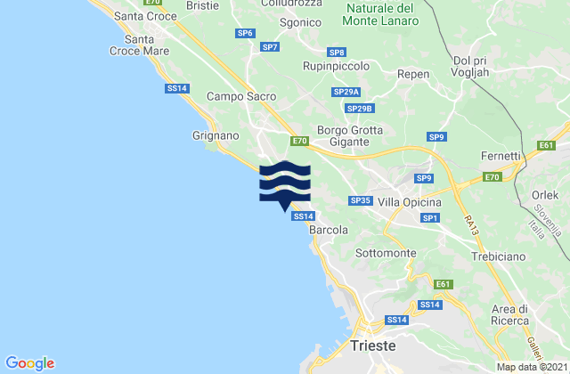 Provincia di Trieste, Italyの潮見表地図