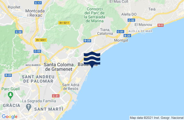Província de Barcelona, Spainの潮見表地図