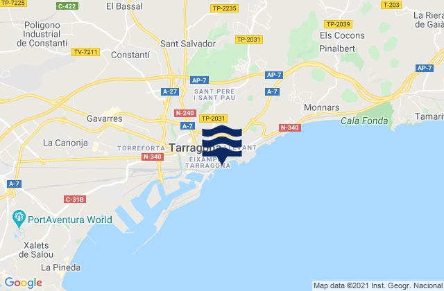 Província de Tarragona, Spainの潮見表地図