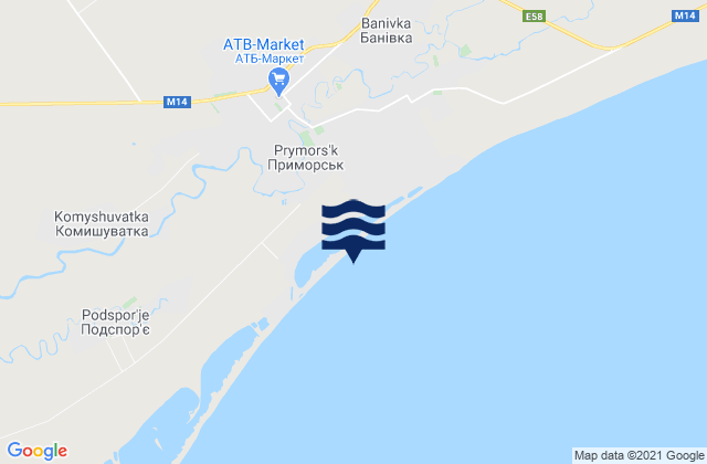 Prymorsk, Ukraineの潮見表地図