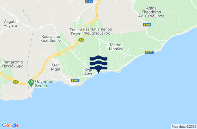 Psematisménos, Cyprusの潮見表地図