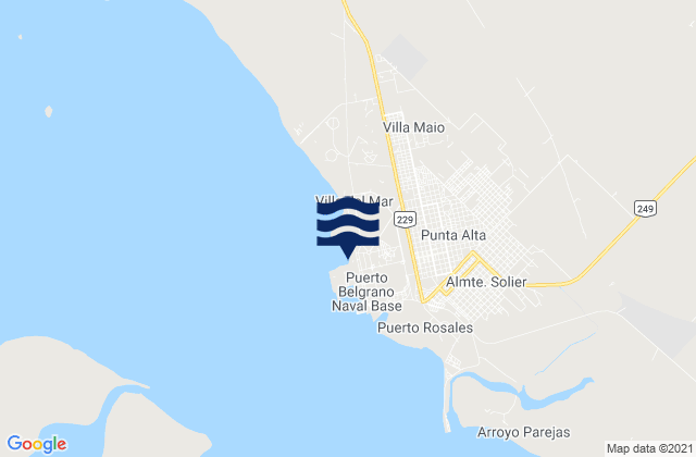 Puerto Belgrano, Argentinaの潮見表地図