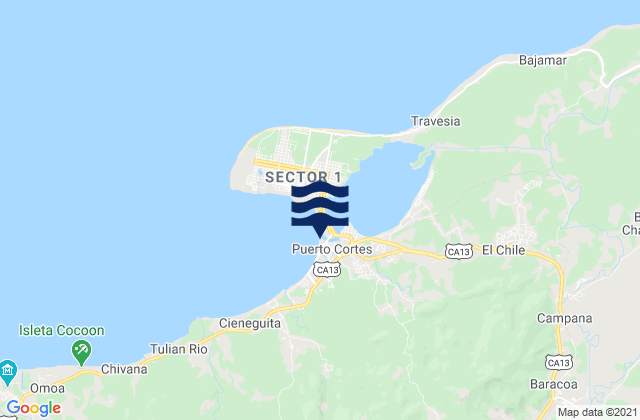 Puerto Cortez, Hondurasの潮見表地図