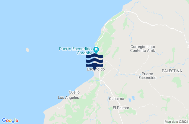 Puerto Escondido, Colombiaの潮見表地図