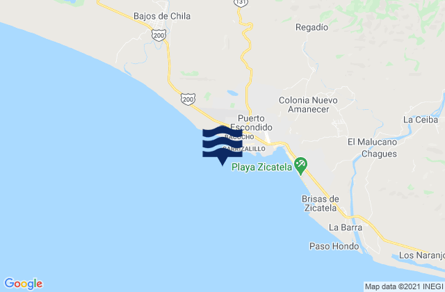 Puerto Escondido, Mexicoの潮見表地図