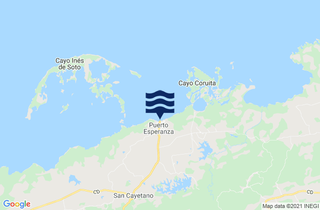 Puerto Esperanza, Cubaの潮見表地図