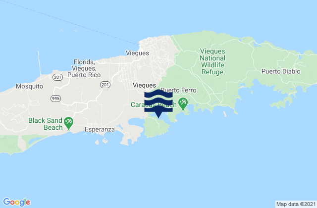 Puerto Ferro Isla De Vieques, Puerto Ricoの潮見表地図