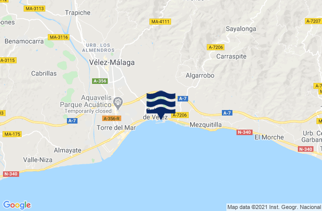 Puerto La Caleta Malaga, Spainの潮見表地図