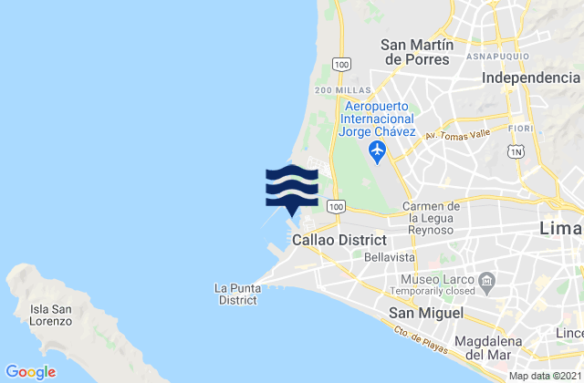 Puerto Nuevo, Peruの潮見表地図