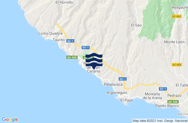 Puerto Rico de Gran Canaria, Spainの潮見表地図