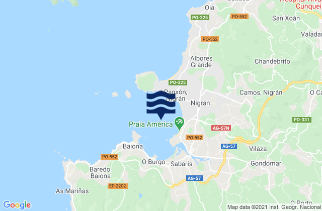 Puerto de Bayona, Portugalの潮見表地図