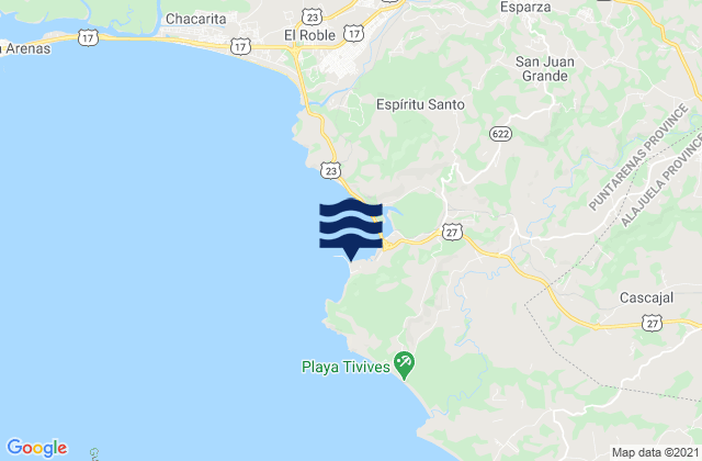 Puerto de Caldera, Costa Ricaの潮見表地図